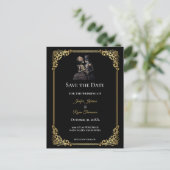 Gothic Halloween-Hochzeit Save-the-Date Postkarte (Stehend Vorderseite)