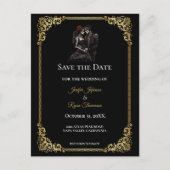 Gothic Halloween-Hochzeit Save-the-Date Postkarte (Vorderseite)