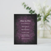 Gothic Halloween Hochzeit Save-the-Date Postkarte (Stehend Vorderseite)