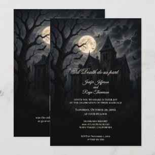 Gothic Halloween-Hochzeits-Einladung zum Schloss d Einladung