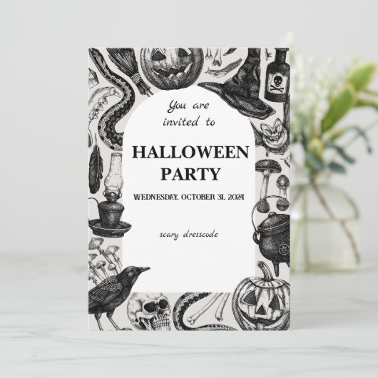 Gothic Halloween Invite Save The Date (Stehend Vorderseite)