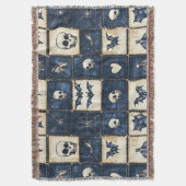 Gothic Halloween Jeans Patchwork Muster Decke (Vorderseite Vertikal)