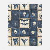 Gothic Halloween Jeans Patchwork Muster Fleecedecke (Vorderseite)