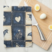 Gothic Halloween Jeans Patchwork Muster Geschirrtuch (Viertel Falte)