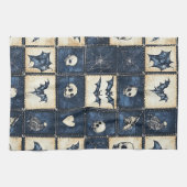 Gothic Halloween Jeans Patchwork Muster Geschirrtuch (Horizontal)