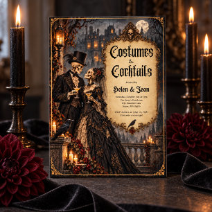 Gothic Halloween-Kostüm & Cocktails Einladung