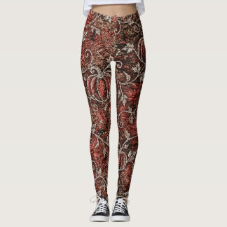Gothic-Halloween-Leggings mit silbernem Kürbisrank Leggings