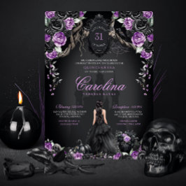 Gothic Halloween Lila Schwarze Prinzessin Quincean Einladung