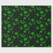 Gothic Halloween Magic Green Geschenkpapier (Flach)