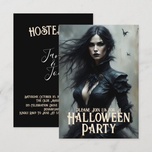 Gothic Halloween Night of Mystery Einladung (Vorne/Hinten)
