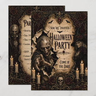 Gothic Halloween-Party I mit unheimlicher Hexe Einladung
