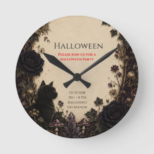 Gothic Halloween-Party Rosen, dunkler Efeu, Nachtf Runde Wanduhr