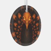 Gothic Halloween Peacock Skull Ornament Aus Glas (Vorderseite Rechts)