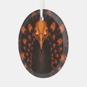 Gothic Halloween Peacock Skull Ornament Aus Glas (Vorderseite links)