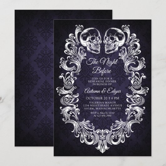 Gothic Halloween Probe Dinner Einladung (Vorne/Hinten)