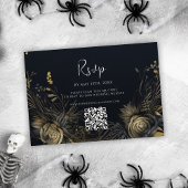 Gothic Halloween QR Code Wedding RSVP Karte