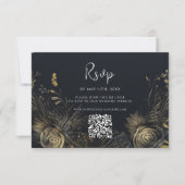 Gothic Halloween QR Code Wedding RSVP Karte (Vorderseite)