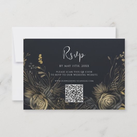 Gothic Halloween QR Code Wedding RSVP Karte (Vorderseite)