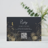 Gothic Halloween QR Code Wedding RSVP Karte (Stehend Vorderseite)