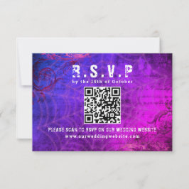 Gothic Halloween QR Code Wedding RSVP Karte