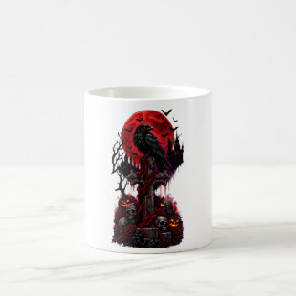 Gothic Halloween Rabe Friedhof Kürbis Kaffeetasse