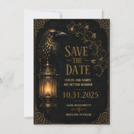 Gothic Halloween Rabe Save the Date Mitteilungskarte