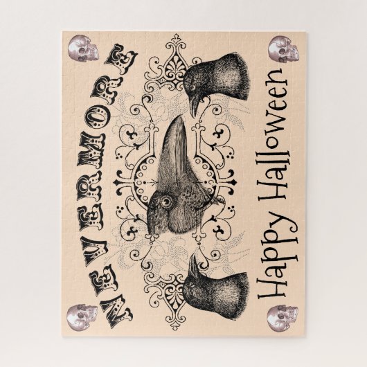 Gothic Halloween Ravens Skulls Never More Puzzle (Vertikal)