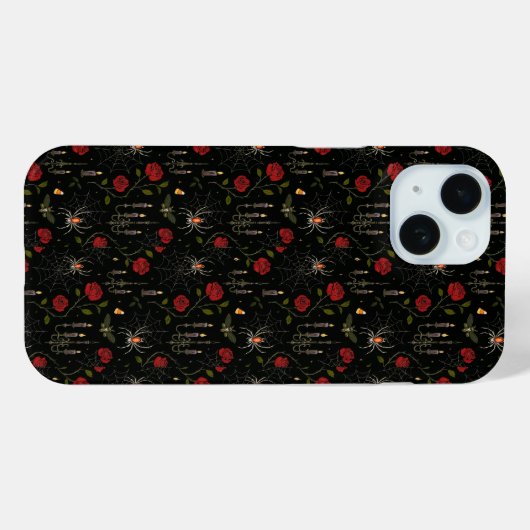 Gothic Halloween Rose & Spider Case-Mate iPhone Hülle (Rückseite (Horizontal))