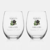 Gothic Halloween Rose White Wedding Weinglas Ohne Stiel (Vorderseite)