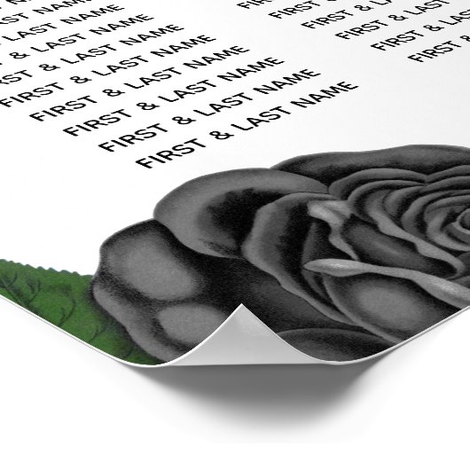 Gothic Halloween Roses White Wedding Seating Chart Poster (Ecke)