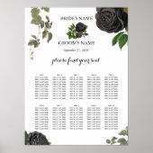 Gothic Halloween Roses White Wedding Seating Chart Poster (Vorne)
