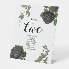 Gothic Halloween Roses White Wedding Table Number Sockelschild
