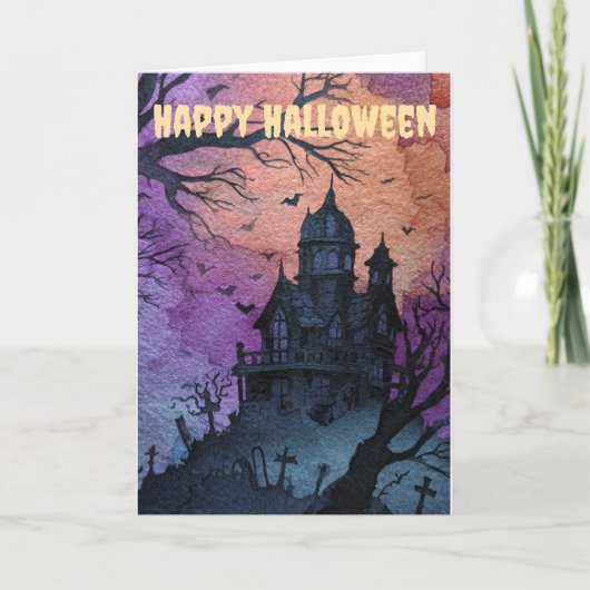 Gothic Halloween Scene Feiertagskarte (Vorderseite)