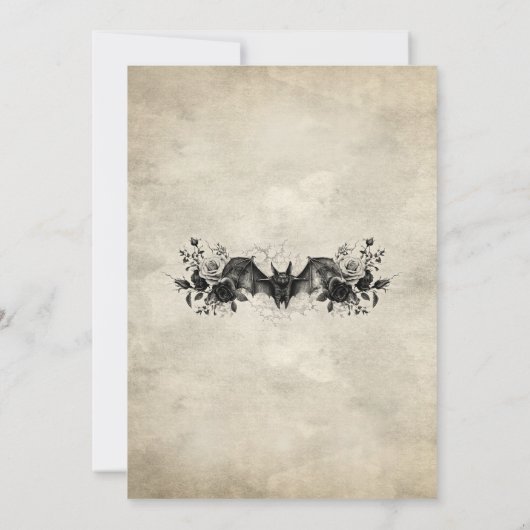 Gothic Halloween Schädelhammer raven schwarze Rose Einladung (Rückseite)