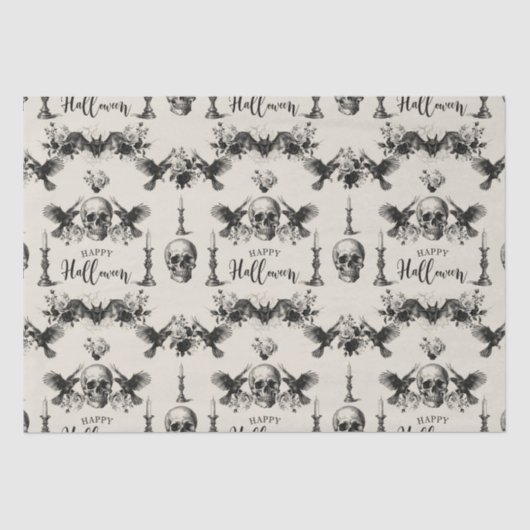 Gothic Halloween Schädelhammer raven schwarze Rose Seidenpapier (Vorderseite)
