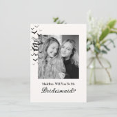 Gothic Halloween Schwarze Fledermaus Brautjungfer Karte (Stehend Vorderseite)