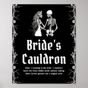 Gothic Halloween Skeleton Bride's Cauldron Sign Poster