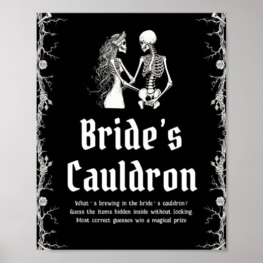 Gothic Halloween Skeleton Bride's Cauldron Sign Poster (Vorne)