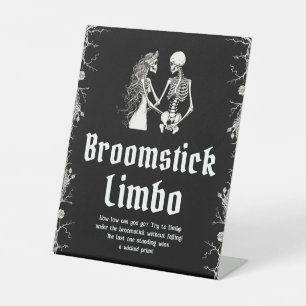 Gothic Halloween Skeleton Broomstick Limbo Sign Sockelschild