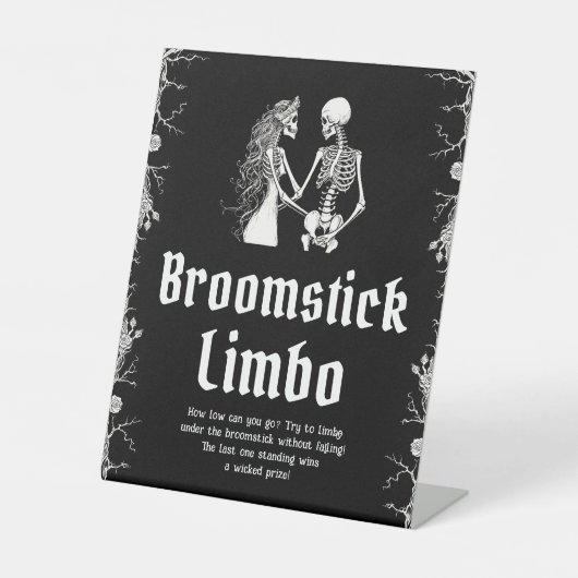 Gothic Halloween Skeleton Broomstick Limbo Sign Sockelschild (Vorderseite)