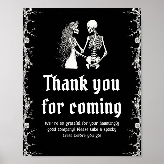 Gothic Halloween Skeleton Danke, dass du gekommen Poster (Vorne)