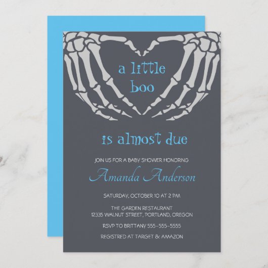 Gothic Halloween Skeleton Hands Boy Baby Shower Einladung (Vorne/Hinten)