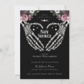 Gothic Halloween Skeleton Hands Heart Baby Shower Einladung (Vorderseite)