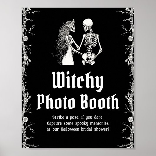 Gothic Halloween Skeleton Witchy Foto Booth Sign Poster (Vorne)