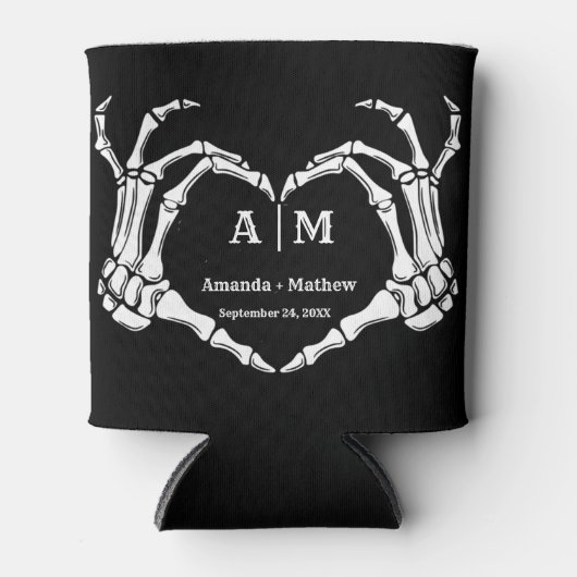 Gothic Halloween Skull Hand Heart Black Wedding Dosenkühler (Vorderseite)