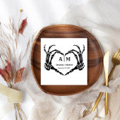 Gothic Halloween Skull Hand Heart Black Wedding Serviette