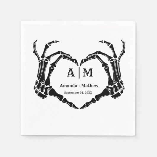 Gothic Halloween Skull Hand Heart Black Wedding Serviette (Vorderseite)