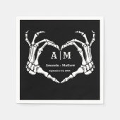 Gothic Halloween Skull Hand Heart Black Wedding Serviette (Vorderseite)
