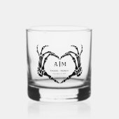 Gothic Halloween Skull Hand Heart Black Wedding Whiskyglas (Vorderseite)