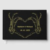 Gothic Halloween Skull Heart Wedding Date Gästebuch (Vorderseite)